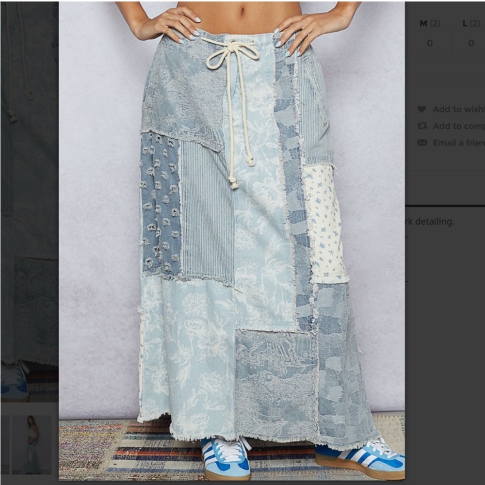 POL Patchwork Denim Maxi Skirt - Picture 2 of 5